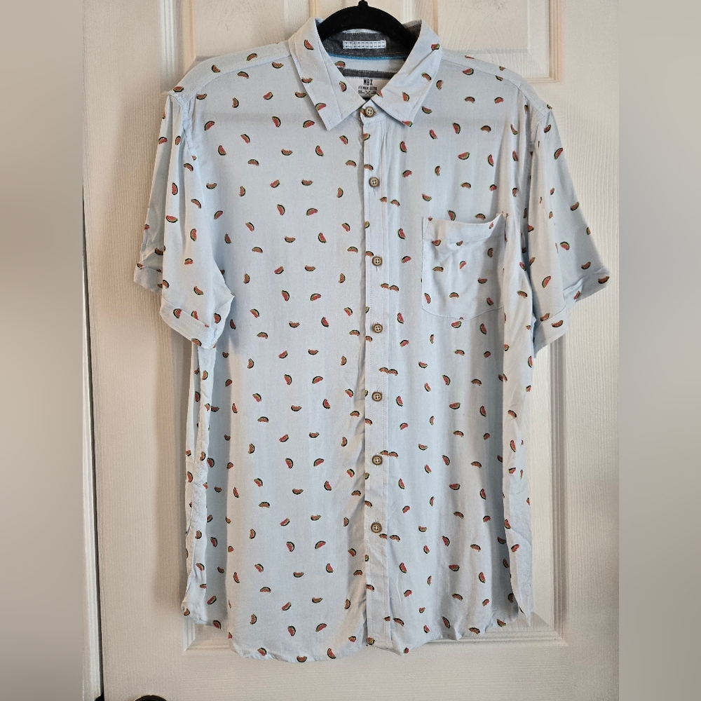 MBX Premium Goods Men's Short Sleeve Watermelon Button Down Shirt Size Medium